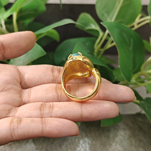 Blue Copper Turquoise <b>Ring</b> Gemstone Adjustable Unisex Fashion Jewelry <b>Gold</b> Plated Wedding Jewelry <b>Cocktail</b> Oval <b>Rings</b> For Women - Product Image 6
