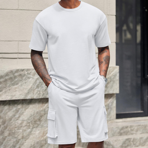 Ensembles d'été pour hommes : T-shirts à manches courtes et shorts de jogging à jambes larges – Tenues décontractées respirantes deux pièces pour homme - Product Image 3