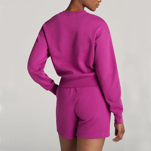 Conjunto de Sudadera Corta con Cuello Redondo y Pantalones para Mujer, Corte Holgado, con Logotipo Frontal, para Invierno - Product Image 2