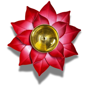 <b>Red</b> Lotus Flower Diya <b>Candle</b> Holder Decorative Indian Oil Lamp Traditional Lotus <b>Candle</b> Stand Home Decor Festival Ornament - Product Image 6