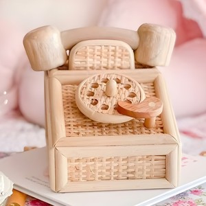 Téléphones jouets en rotin naturel en gros – Mini-téléphones éducatifs pour enfants - Product Image 4