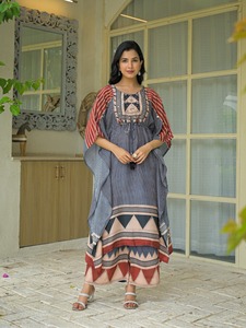 ชุด kurti & Palazzo ผู้หญิงบริสุทธิ์สองฟุตสไตล์ผ้ามัสลิน - Product Image 3
