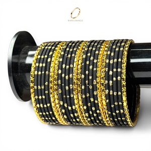 Pulseras de Moda para Niñas, Bañadas en Oro Negro con Cristales, de Acero Inoxidable, Estilo Indio, para Fiestas y Bodas - Product Image 1