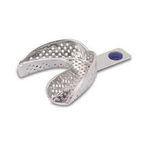 Premium Dental Impression Tray with Edge L3 Solid Lower Size M Stainless Steel Reusable Autoclavable Perforation Free - Product Image 1