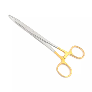 Pinzas quirúrgicas curvas de acero inoxidable con mecanismo de trinquete, hemostato médico reutilizable para manipulación de tejidos delicados - Product Image 2