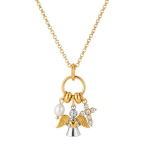 Collier avec pendentif ange, croix dorée, fournisseur de colliers avec pendentifs en laiton personnalisés - Product Image 1