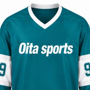Maillot de hockey sur glace pour homme, bleu sarcelle, manches longues, en polyester, pour l'entraînement et les matchs, vêtements de sport - Product Image 3