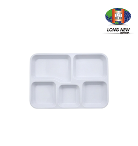 Bandeja de Comida de Plástico PP de 5 Compartimentos LONGNEW OEM |   Bandeja de Servicio de Alimentos Personalizada para Escuelas, Restaurantes y Cafeterías - Product Image 2