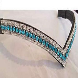 พลอยเทียมคริสตัลใส5แถวสีแดงและสีเงิน,ทำจากหนังสีดำประกายเพชรสายรัดคิ้ว - Product Image 5