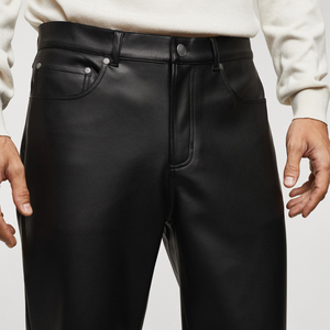 Men's PU Leather Pants Fashion Trousers <b>Slim</b> Fit Casual Bottoms Comfortable Waist Durable Material Streetwear Clothing - Product Image 4