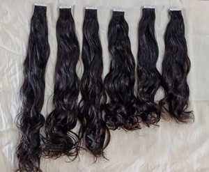 Extensiones de Cabello Remy Ondulado de Templo del Sur de la India, Cabello Humano Virgen Suave Natural de Alta Calidad, Estilo Adhesivo, Aptas para Todos los Colores - Product Image 3