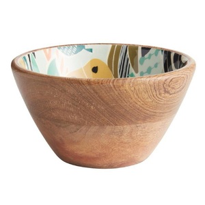 Bol en bois moderne pour salade de légumes et riz, avec autocollant imprimé émaillé, bols de service en bois pour aliments, logo personnalisé - Product Image 2