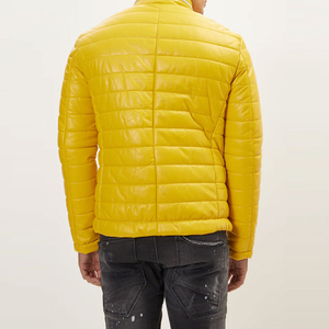 Luxury Men Genuine Leather Puffer Jacket <b>Waterproof</b> Breathable Thermal Winter Coat Custom Logo Wholesale Outdoor Apparel Front - Product Image 2