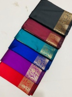 Saree Sutra Brokat Mewah dengan Pinggiran Emas, Pakaian Pernikahan Tradisional India Gaya Banarasi, Tenun Tangan, Kain Pengantin Etnik untuk Pesta