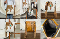 Top Style Offre Spéciale à la mode grande capacité de luxe usiné à la main en cuir véritable bandoulière sac à franges sacs à bandoulière en peau de vache occidentale