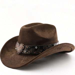 Chapeau de cowboy occidental tendance en daim végétalien avec large ceinture thermique – Collection Automne Hiver 2025 - Product Image 5