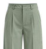 OZVITA Womens Sage Green 100% Cotton Tailored Wide Leg Pants with <b>Elastic</b> <b>Waist</b> <b>Belt</b> Loops Minimal Design for Office/Casual Wear - Product Image 3