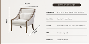 Silla de salón de ocio para una sola persona de estilo americano, Material de madera y tela para sala de estar, sofá a precio de fábrica - Product Image 6