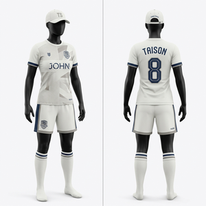 Tenue de football respirante en polyester 180 GSM pour femme, gris foncé avec bordure de manches blanche, ensemble d'équipe de football personnalisé imprimé - Product Image 5