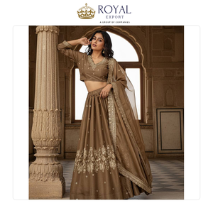 Unique Modern Designer <b>Wedding</b> Wear Collection of Indian Clothing <b>Tissue</b> silk with Beautiful Sequence Work Lehenga Choli - Product Image 6