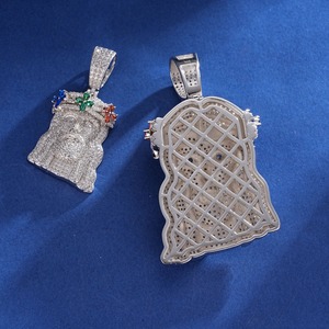 Colgante de Jesús con Moissanita Blanca para Hombre, Colgante con Cabeza de Jesús con Circonitas de Colores, Colgante con Rostro de Jesús Chapado en Oro - Product Image 5