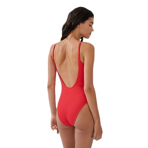 Traje de Baño Personalizado para Mujer, Diseño Ajustado, Liso, Material Acanalado, Ligero y Elástico, Venta al Por Mayor - Product Image 3