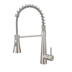 Robinet de cuisine monocommande monolevier en nickel brossé avec douchette extractible pour évier de cuisine - Product Image 3