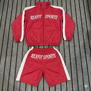Ensemble de survêtement Rexfit Sports 2026 Premium pour homme : coupe-vent et short en nylon, ensemble deux pièces personnalisé, vente en gros - Product Image 1