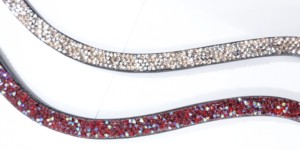 Sangle de tête en cuir plat et fin interchangeable avec incrustation de cristal de roche et système de fixation rapide auto-agrippant pour bridons - Product Image 3