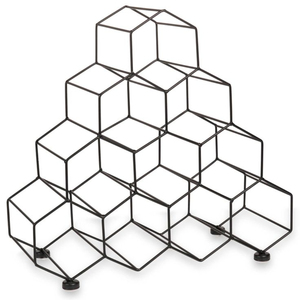 Porte-bouteilles décoratif en métal noir, design feuille et raisin, pour comptoir, rangement et présentation de 6 bouteilles de vin, pour la maison et la cuisine - Product Image 4