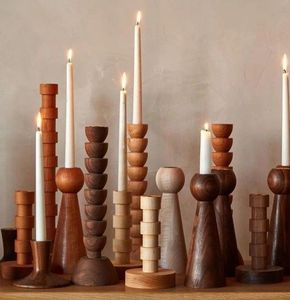 Handmade Long Wooden <b>Candle</b> Stand Decorative Natural Wood Candlestick Holder for Home Interior Wedding and Festive Decoration - Product Image 1