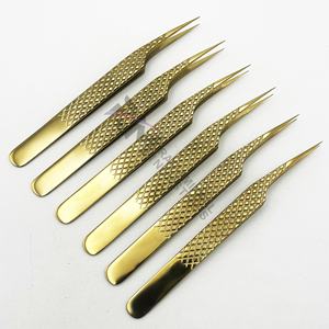 Pinzas de Plasma Doradas para Pestañas de Acero Inoxidable con Agarre de Diamante, Dientes Dentados, Logotipo Personalizado, Uso Profesional, Duraderas, Precisión, Antiestáticas - Product Image 1