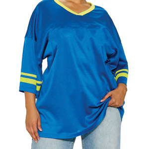 Maillot de football américain unisexe surdimensionné bleu et jaune OEM, sweat-shirt en coton, vêtements de sport, vente en gros de maillots d'équipe de football - Product Image 4