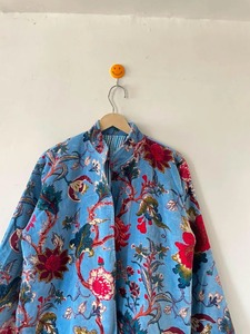 Blazer en velours matelassé réversible en coton fait main indien à imprimé animal, manches trois quarts, pour filles - Product Image 6
