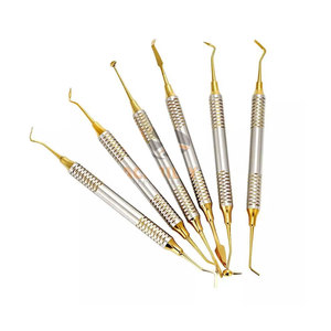 Juego de Instrumentos Dentales Restauradores de 6 Piezas, de Acero Inoxidable con Recubrimiento Dorado Premium, Antiadherentes, con Mango Ergonómico, CE - Product Image 1