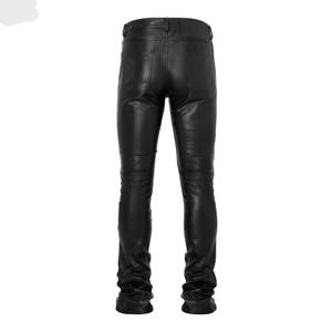 Pantalon Homme Grande Taille Taille Haute Coupe Skinny Noir en Polyester Enduit PU avec Poches et Braguette Boutonnée pour l'Automne - Product Image 2