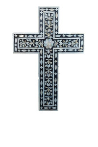 Incrustation de nacre naturelle Crucifix religieux fait à la main Croix murale Crucifix pour la décoration murale de la maison par FWE - Product Image 2