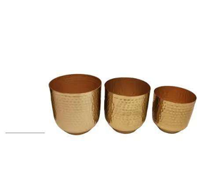 Juego de 2 Macetas de Metal Dorado Martillado con Soporte para Decoración de Hogar u Oficina, Macetero Interior Moderno, Elegante y con Estilo, Ideal para Plantas - Product Image 4