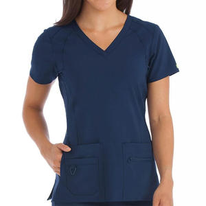High Quality V Neck Women s Nurse Uniform Jersey Fabric Breathable Summer Hospital <b>Scrubs</b> Customizable <b>Tops</b> For Women - Product Image 3