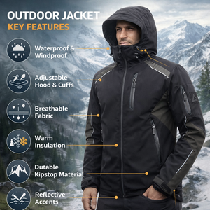 Veste Softshell Imperméable et Coupe-Vent pour Hommes en Spandex/Polyester, Idéale pour la Randonnée et les Vêtements de Travail en Plein Air - Product Image 3