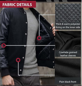 Veste de baseball varsity en toile pour homme, style bomber décontracté, avec logo personnalisé, vente en gros OEM pour l'hiver - Product Image 5