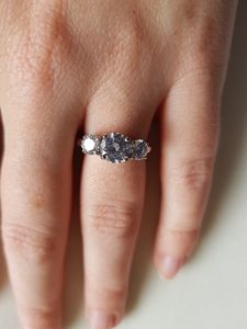 Anillo de Diamantes de Tres Piedras con Corte Redondo de Moissanita de 1 Quilate, Plata 925 Original, Regalo para Fiestas, Joyería Fina para Bodas, Sorpresa para Parejas - Product Image 2