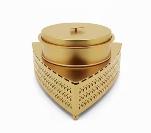 Durable Quality Chaffing Dish Triangular Cutout Base Gold Food Warmer Flat Lid Home Hotel Wedding Table <b>Top</b> Chaffing Dish - Product Image 1
