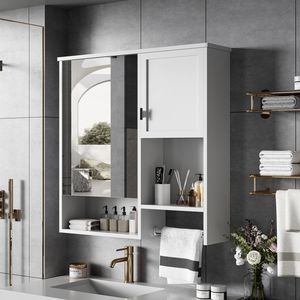 Armadietto da Bagno Moderno a Parete 29 X 28 con Specchio, Salvaspazio, per Stoccaggio in Bagno - Product Image 5