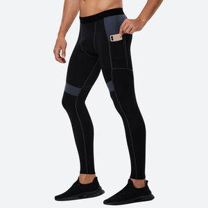 <b>Compression</b> <b>Men's</b> Sports Leggings Running <b>Tights</b> Quick-drying Breathable Elastic Waist Spandex/Polyester Solid Pattern Full - Product Image 5