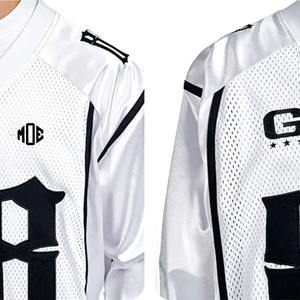 Camiseta de Fútbol Americano Moderna para Hombre, Blanca, con Paneles de Malla, Manga Larga, Estilo Jersey, 230 GSM, Poliéster Transpirable, Proveedores OEM Personalizados al por Mayor - Product Image 4