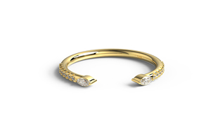 Luxury 18K Gold Marquise Round Diamond Open Cuff <b>Ring</b> Pave Set Bypass Adjustable <b>Stacking</b> <b>Ring</b> Band Fine Jewelry Gift for Women - Product Image 1