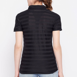 ผู้ผลิต OEM รับผลิตเสื้อโปโลผู้หญิงลายทาง แขนสั้น ทรงเข้ารูป ระบายอากาศได้ดี ผ้าถัก สวมใส่สบายๆ สำหรับฤดูใบไม้ผลิและฤดูร้อน - Product Image 3