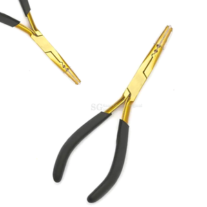 Pinzas Profesionales Multifuncionales para Extensiones de Cabello SAAR GLOBAL SURGICAL, Recubrimiento Dorado, Mango Negro, Acero Inoxidable - Product Image 3