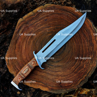 Couteau de chasse style RAMBO III, réplique de film, fabrication artisanale DIY OEM, lame fixe en acier carbone, manche en bois, pointe clip, 12, 0,5 mm, UA Supplies